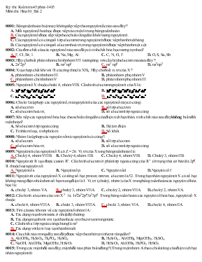 Kỳ thi Kiểm tra 45 phút  Môn thi Hóa 10 - Bài 2